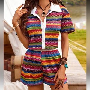 Shein Frenchy Button Down and Shorts Set; Size Medium